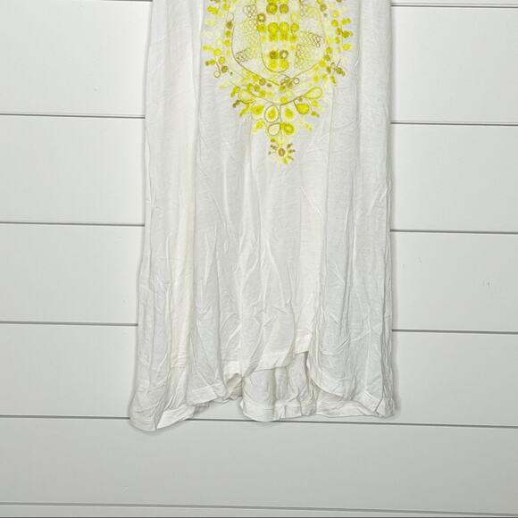 Vanessa Virginia Devi Embroidered Racerback Tank Top White Yellow Size Small - Picture 3 of 9